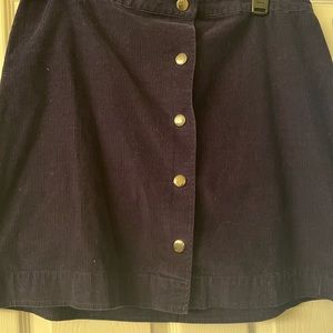 Black Corduroy Button Front Mini